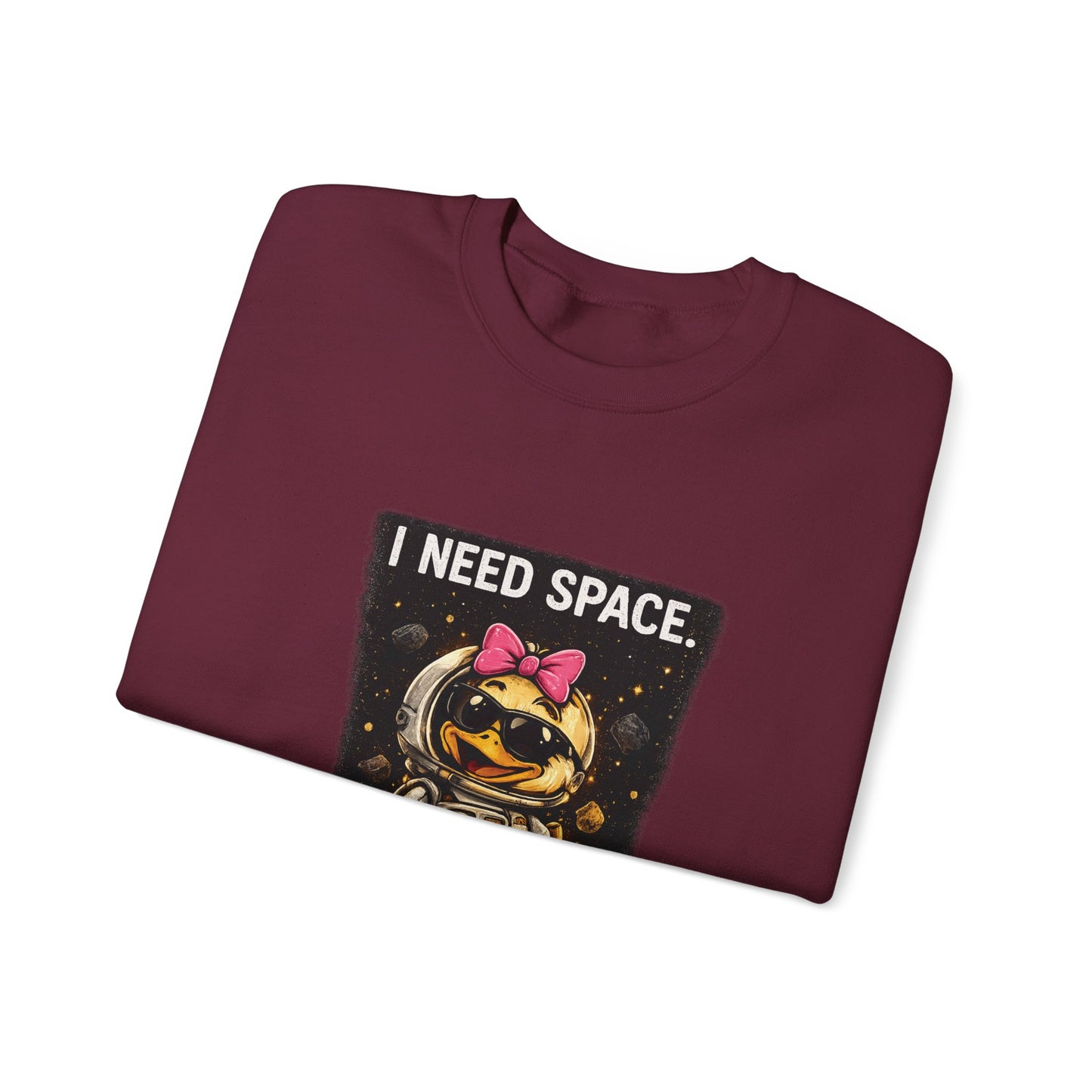 Need Space I Glide Crewneck Sweatshirt — Cute Skate Duck Graphic