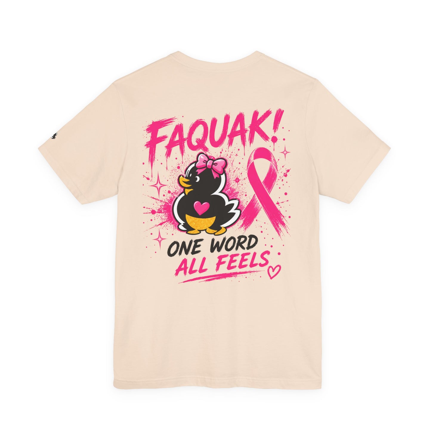 FAQUAK! Duck with Pink Ribbon T-Shirt | Breast Cancer Awareness Tee