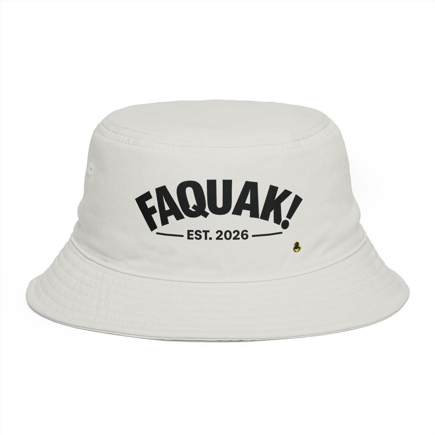 Bucket Hat — 'FAQUAK! Est. 2026' Embroidered Novelty Bucket Hat