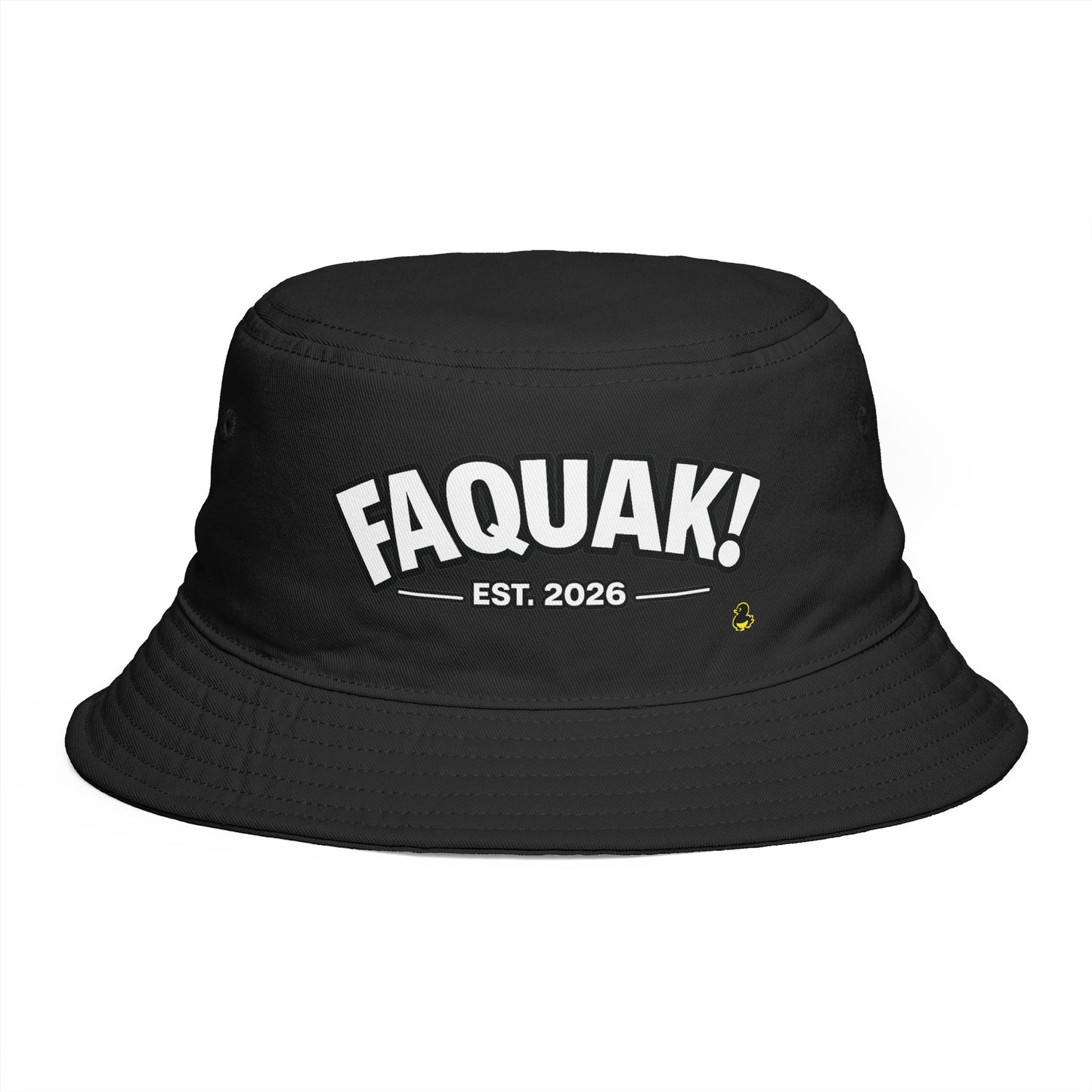 Bucket Hat — 'FAQUAK! Est. 2026' Embroidered Novelty Bucket Hat