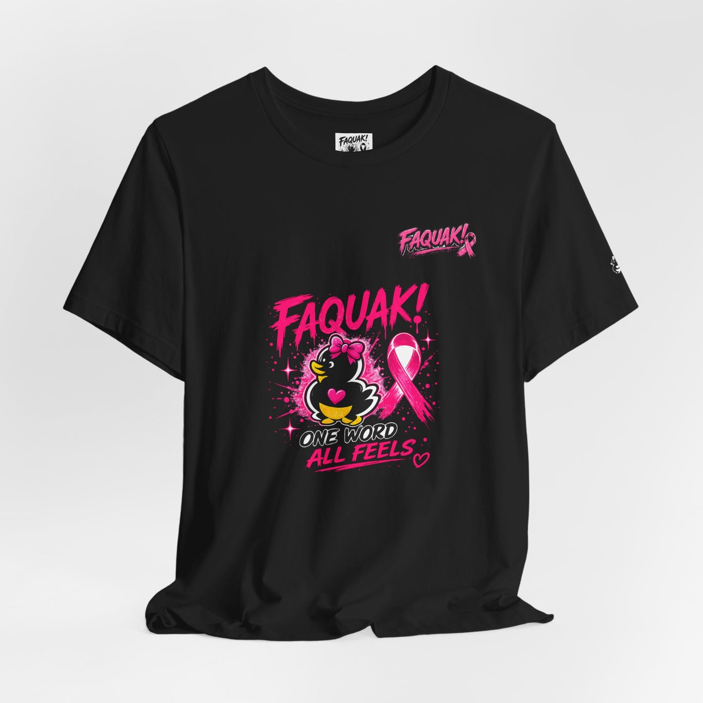 FAQUAK! Duck with Pink Ribbon T-Shirt | Breast Cancer Awareness Tee