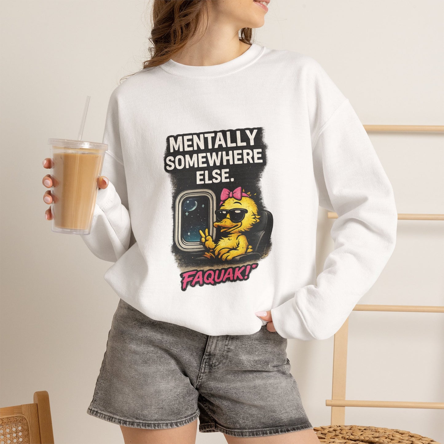 I Don’t Trip I Glide Crewneck Sweatshirt — Cute Skate Duck Graphic