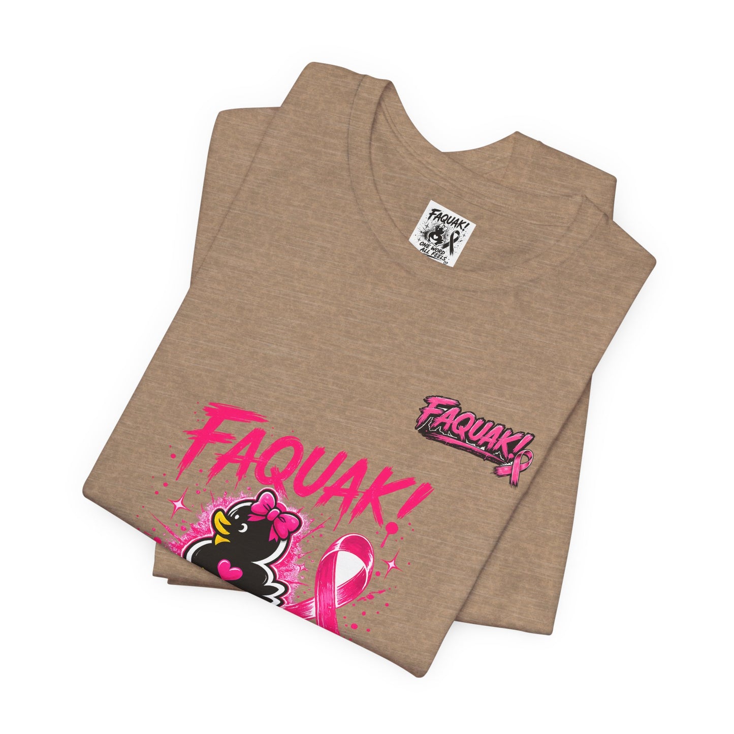 FAQUAK! Duck with Pink Ribbon T-Shirt | Breast Cancer Awareness Tee