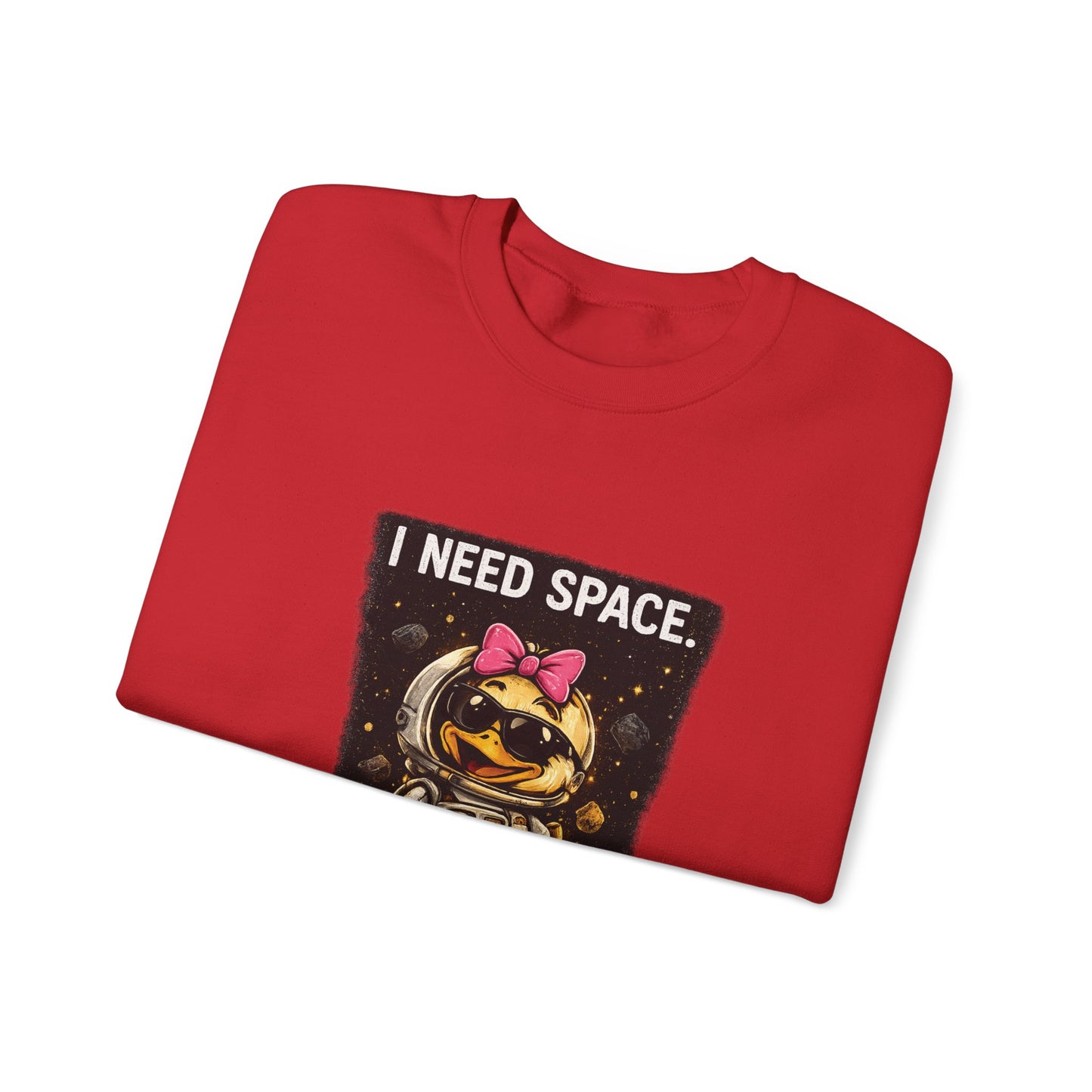 Need Space I Glide Crewneck Sweatshirt — Cute Skate Duck Graphic