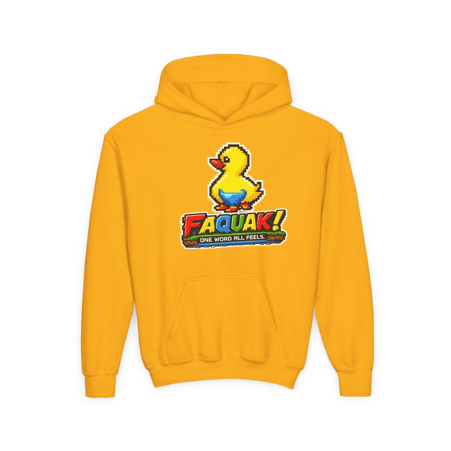 Duck Graphic Hoodie — 'FAQUAK!' Youth Pullover with Retro Rubber Duck Design