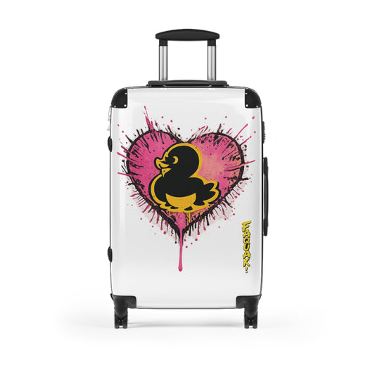 Black Faquak! Duck Heart Print Carry-On Luggage