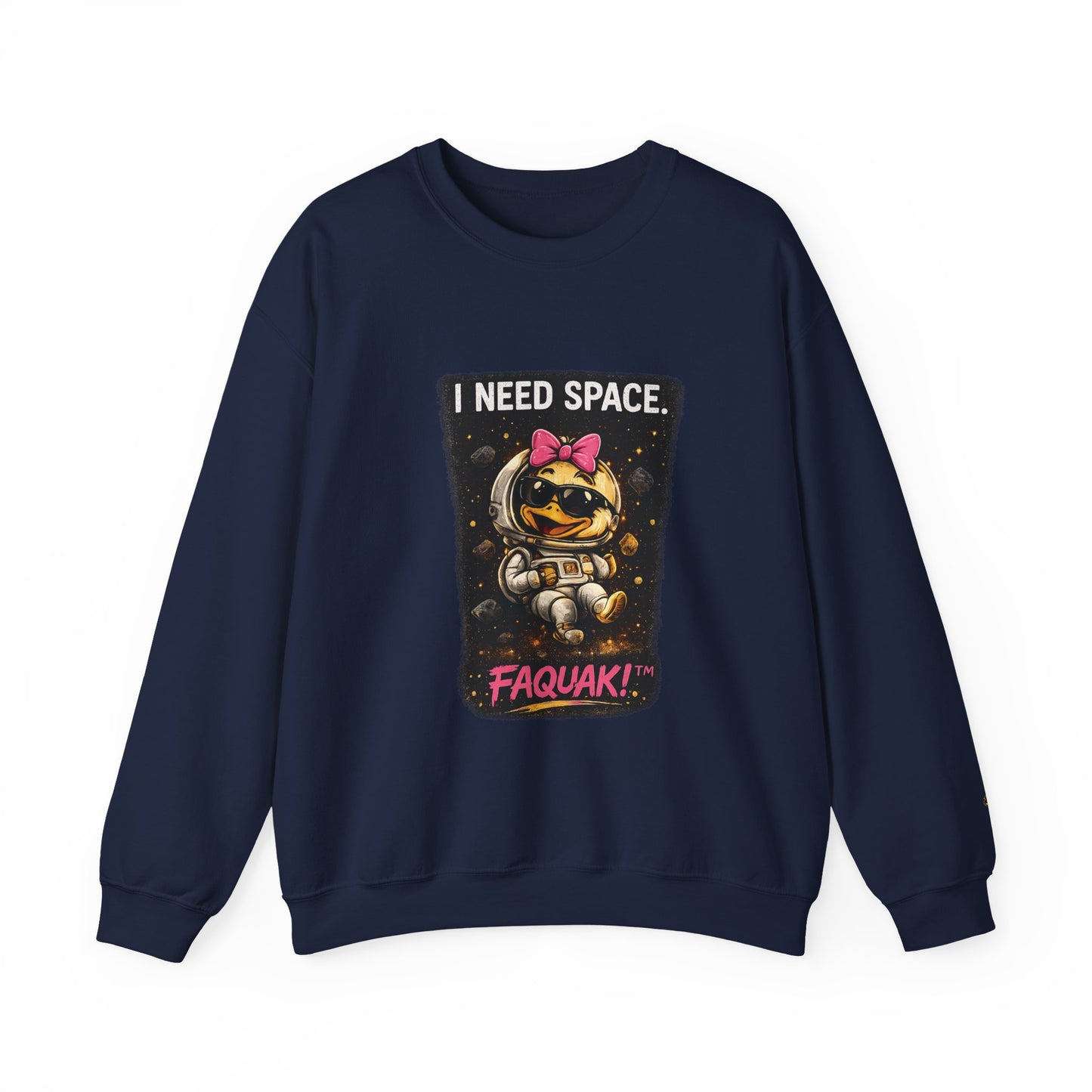 Need Space I Glide Crewneck Sweatshirt — Cute Skate Duck Graphic
