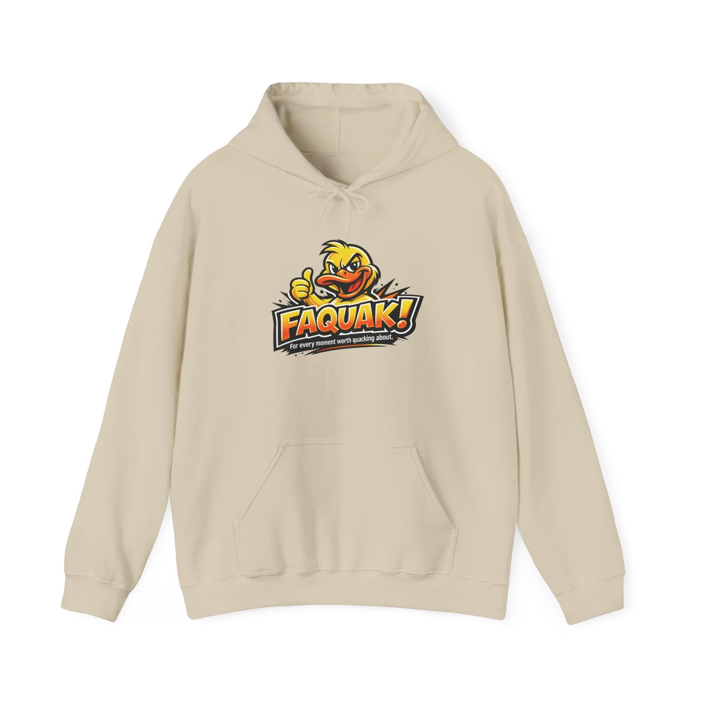 Faquak! Duck Logo Hoodie – Funny Retro Mascot Graphic Sweatshirt