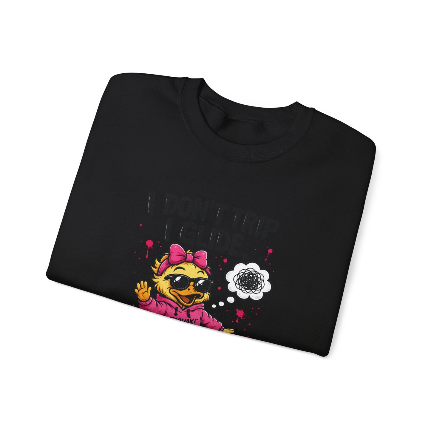 I Don’t Trip I Glide Crewneck Sweatshirt — Cute Skate Duck Graphic