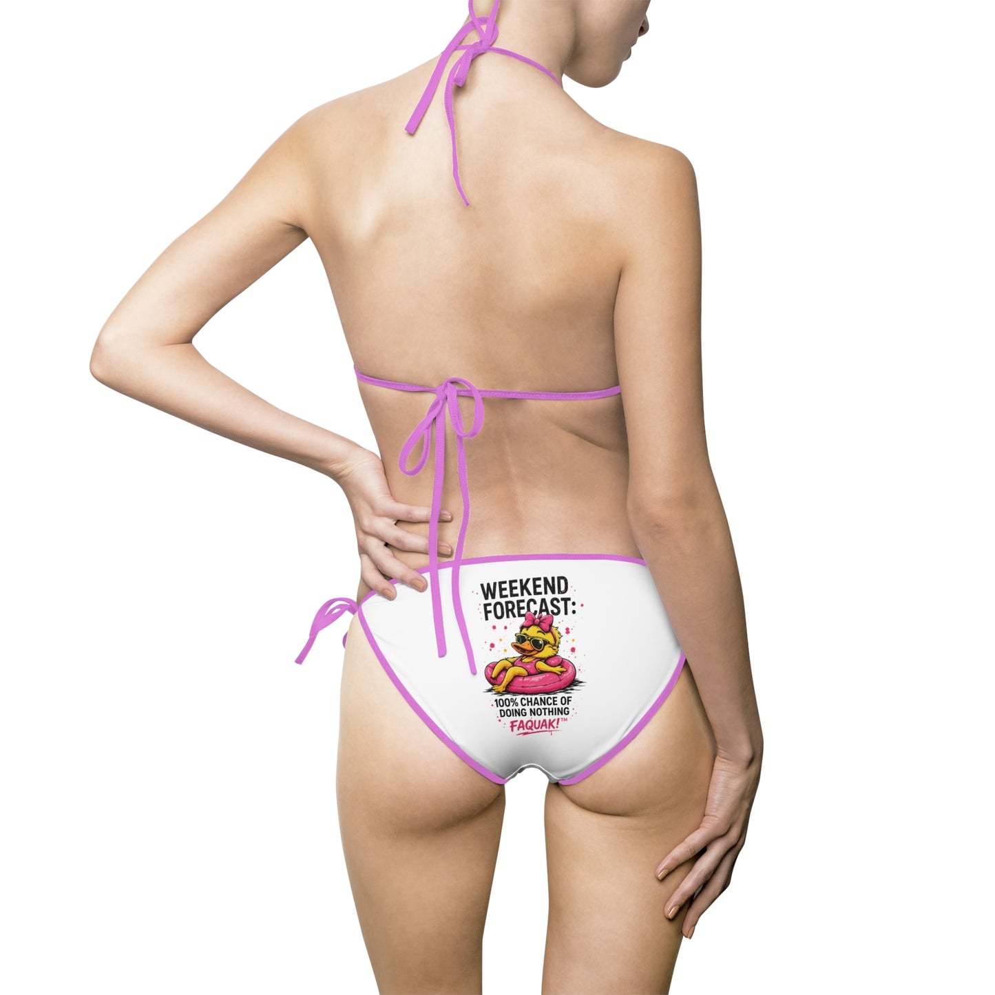 White Floral Heart Bikini — Women's Two-Piece Swimwear with Tiny Flower Emblem