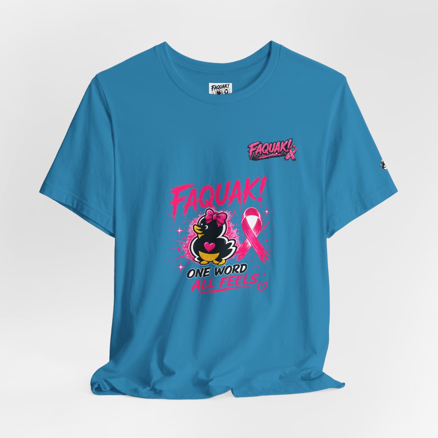 FAQUAK! Duck with Pink Ribbon T-Shirt | Breast Cancer Awareness Tee