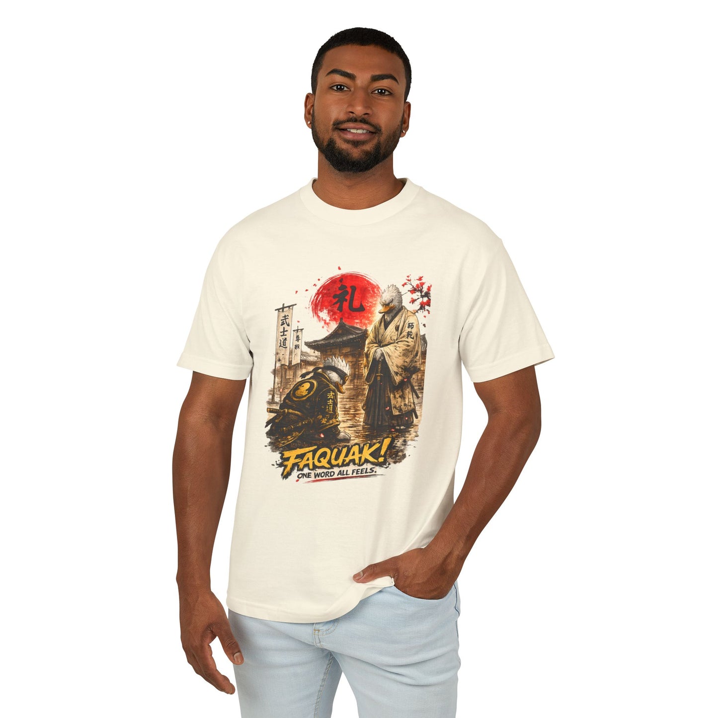 Samurai Duck Graphic Tee — "FAQUAK! You Broke All Rules" Vintage Japan-Inspired T-Shirt