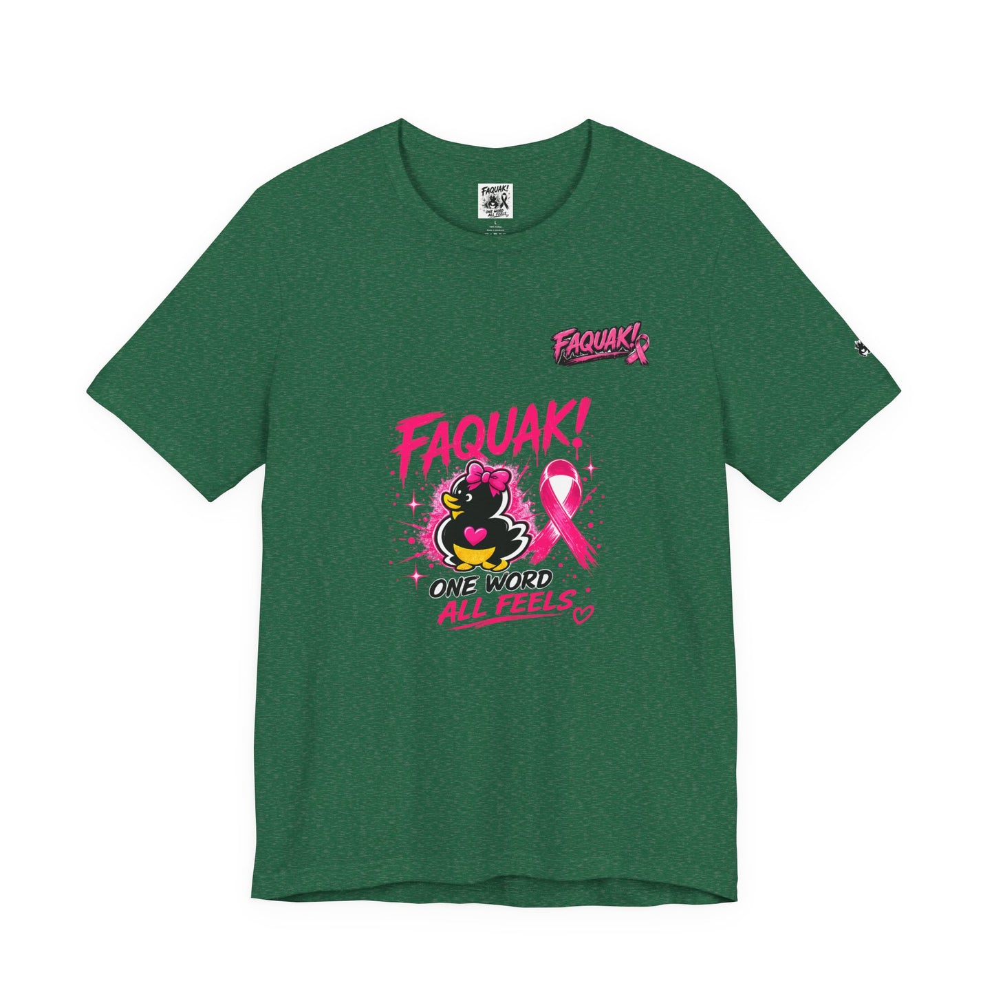 FAQUAK! Duck with Pink Ribbon T-Shirt | Breast Cancer Awareness Tee
