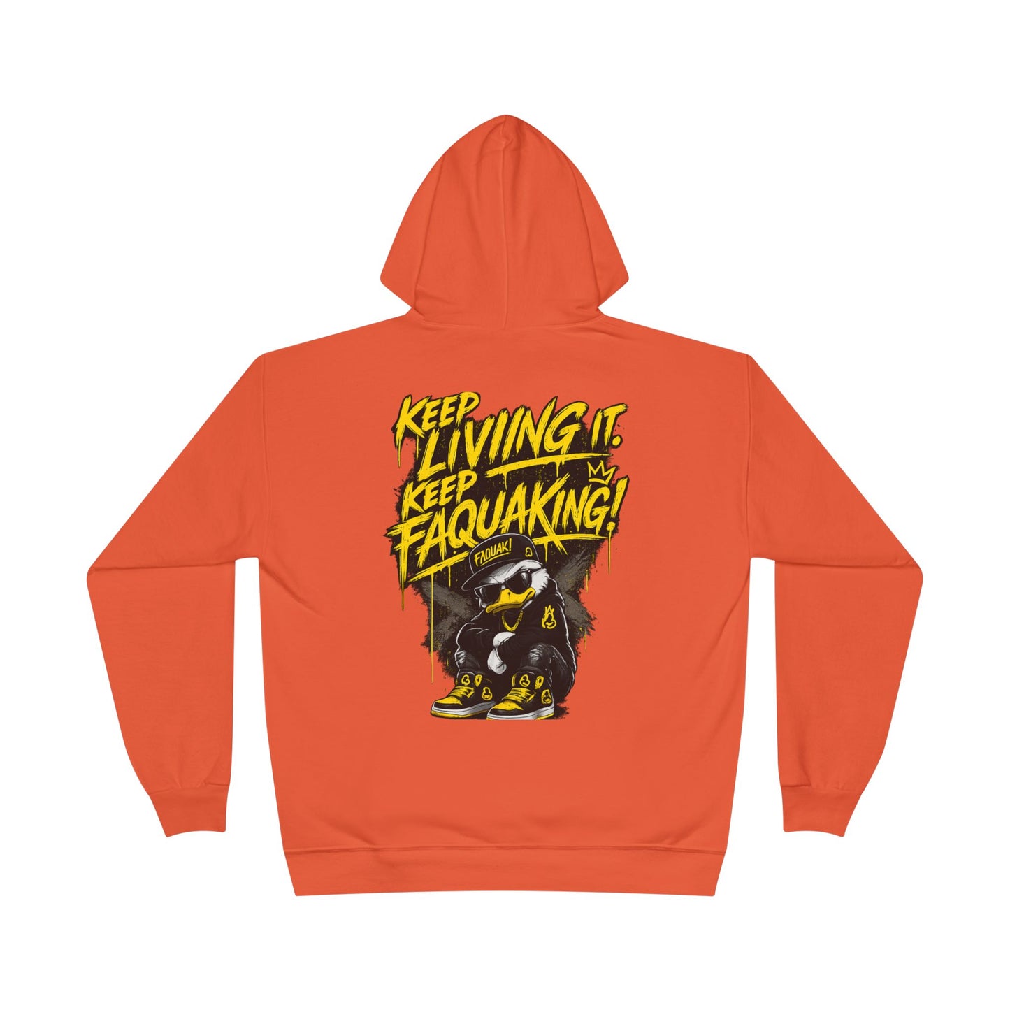 Faquak Graphic Hoodie – "Keep Living It, Keep Faquaking" Streetwear Pullover