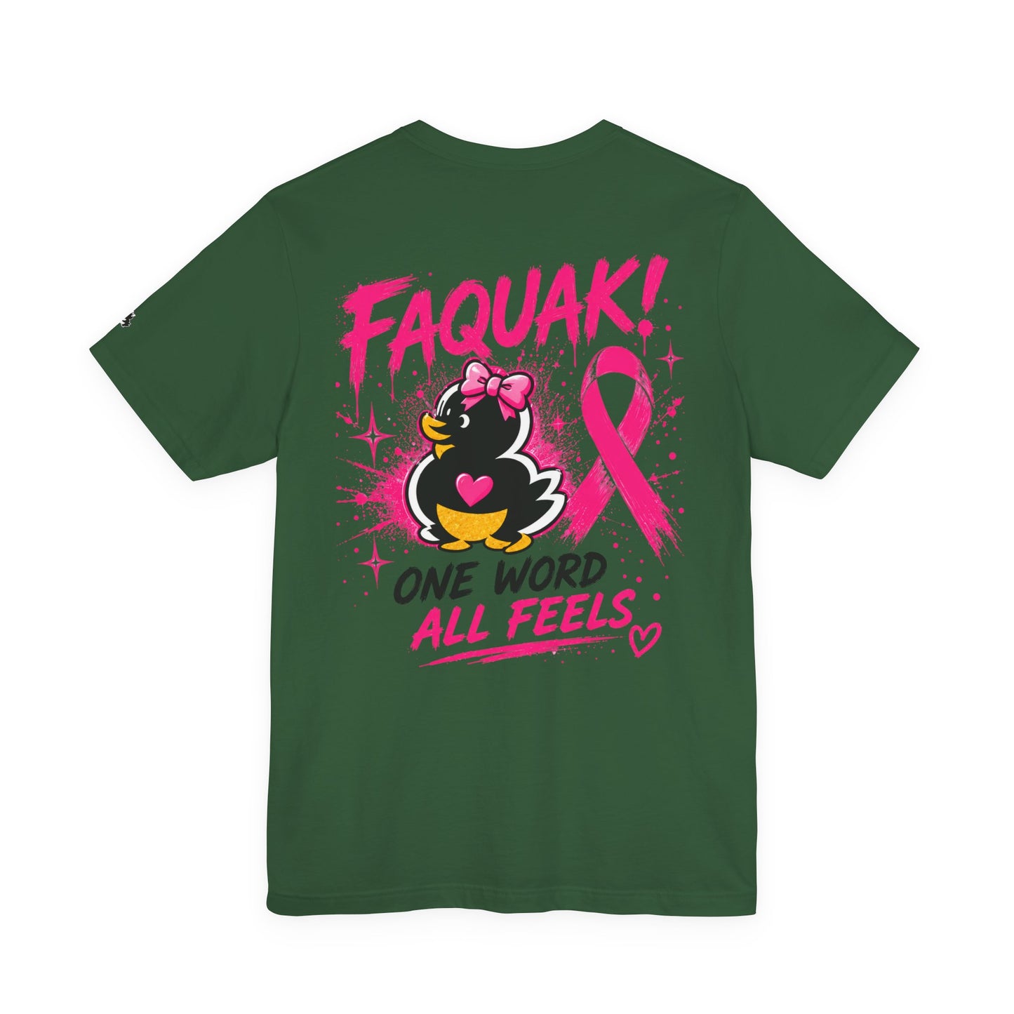 FAQUAK! Duck with Pink Ribbon T-Shirt | Breast Cancer Awareness Tee