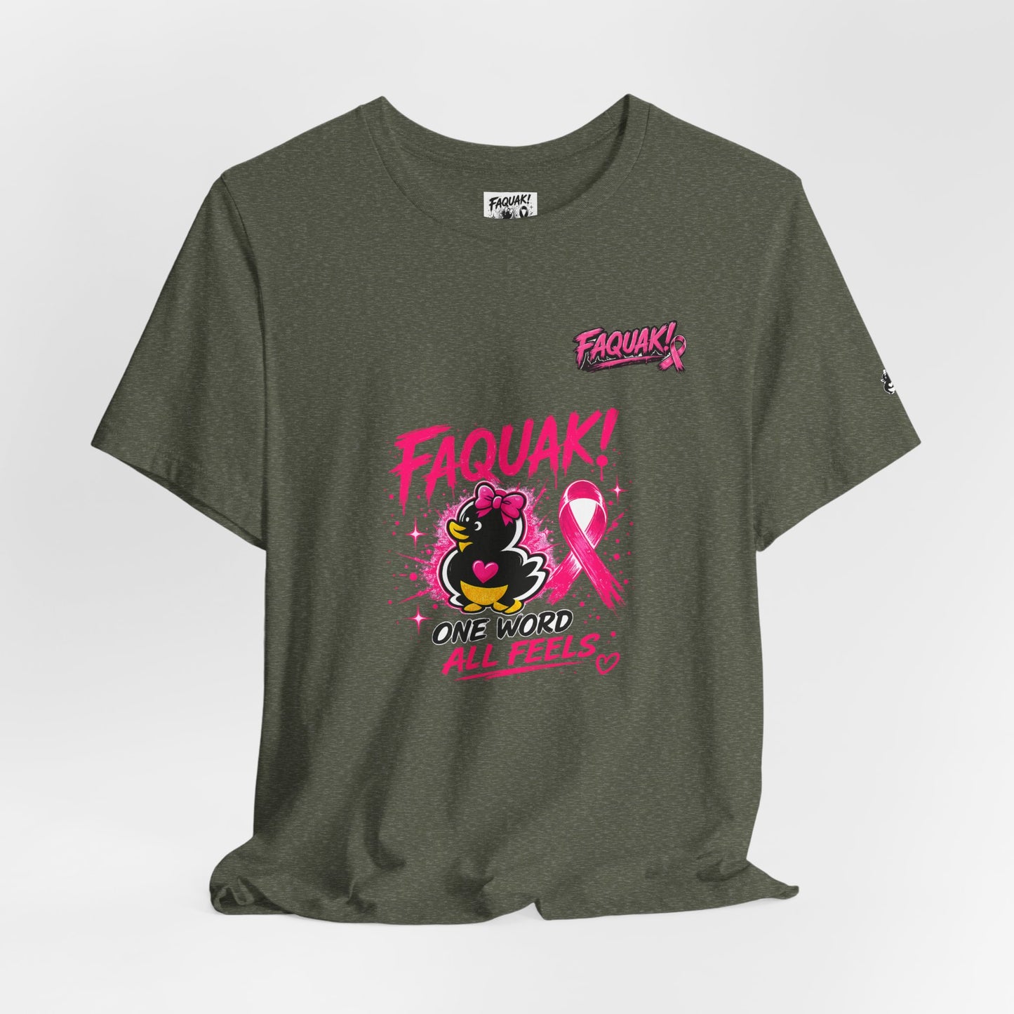 FAQUAK! Duck with Pink Ribbon T-Shirt | Breast Cancer Awareness Tee